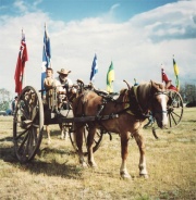 Red River Metis Heritage group arrives at Batoche. Lawrence Barkwell, 2005
