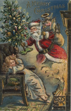 Carte de vœux de Noël, 1906. Ce type de cartes circulait beaucoup dans la population canadienne, tant francophone qu'anglophone. © Bibliothèque et Archives nationales du Québec, fonds Bella Montminy.