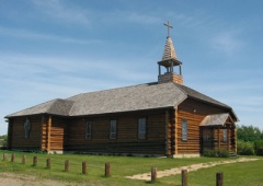 Saint-Laurent de Grandin’s log church, © Laurier Gareau