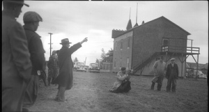 Abbot Proulx filming a scene from the Journée Chevaline, at Hébertville-Station, BAnQ