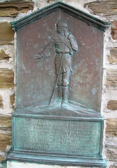 Plaque commemorating Étienne Brûlé’s discovery of the Humber River, Etienne Brule Park of Toronto, Ontario