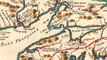 Acadie. Carte de l'Acadie, Isle Royale et païs voisins, Acadie, 1757. 