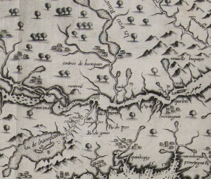 Détail, Carte geographique de la Nouvelle Franse, par Samuel de Champlain, 1612.