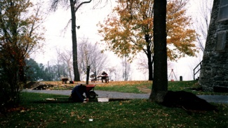 Archaeological excavations in Stinson Park carried out by the Groupe de Recherche en Histoire du Québec, October 25th, 1989