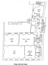 Plan de l'étage noble de la maison Papineau