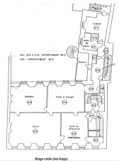 Floor plan of the piano nobile level, Papineau House