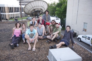 The Vidéo Eldorado team on the roof of community TV station Acadiana Open Channel in Lafayette, Louisiana