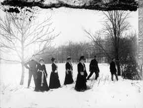 Group of snowshoers, Mount Royal, Montreal, Quebec, circa 1901