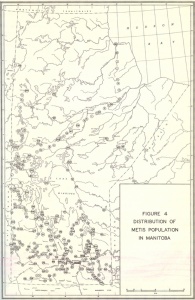 Carte de la présence métisse au Manitoba en 1959