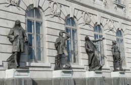 A Halt in the Forest in front of the Parliament Building façade