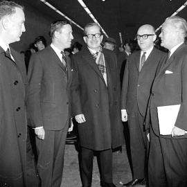 Cérémonie d'ouverture du pont-tunnel Louis-Hippolyte-LaFontaine à Montréal, 1967