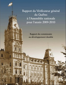 Page couverture du rapport du Vérificateur général du Québec pour l'année 2009-2010