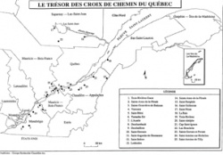 Map taken from Les Croix de Chemin du Québec:  Inventaire Sélectif et Trésor [Wayside Crosses in the Province of Quebec:  a Selective Inventory of Treasured Heritage Assets], © Jean Simard and Jocelyne Milot