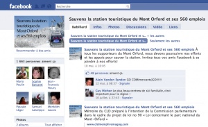 Page facebook du groupe «Sauvons la station touristique du Mont Orford et ses 560 emplois», 2010