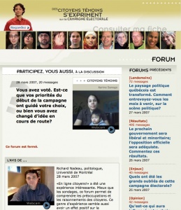 «En ligne, citoyens!»: forum des élections québécoises de 2007, Radio-Canada
