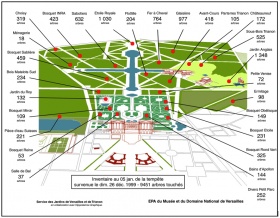 Inventaire au 5 janvier de la tempête survenue le dimanche 26 décembre 1999. © Château de Versailles.