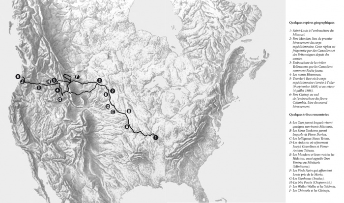 Map showing important geographic features and Indian tribes