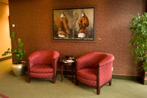 At Loto-Québec’s Montreal headquarters artworks are front and centre. Pictured: a 23rd floor waiting area. 