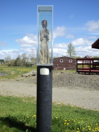 Sculpture inscribed with the Log Driver’s Prayer, Saint-Léonard