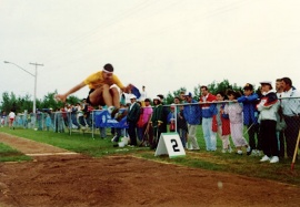 Long jump at the Games in Shippagan NB, 1989