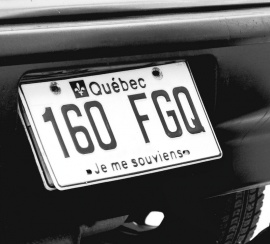 Close-up of a Quebec license plate