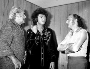 The terrific trio who sang together at the Superfrancofête in 1974: Félix Leclerc, Robert Charlebois and Gilles Vigneault