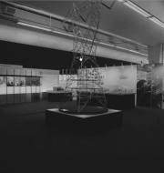 Model of a transmission tower at Hydro-Québec’s exhibit area at the Quebec Pavillion;Toronto, 1971.
