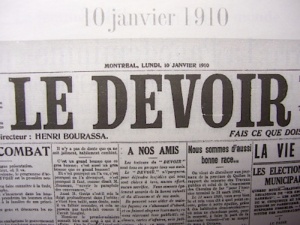 Page titre du Devoir le lundi 10 janvier 1910