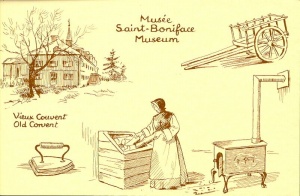 Carte postale présentant le Musée de Saint-Boniface, sis dans le vieux couvent des Soeurs Grises (1846)
