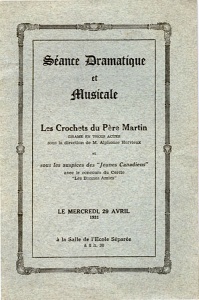Programme dune représentation dramatique et musicale qui a lieu en 1931 au Cercle dramatique Jeanne-dArc