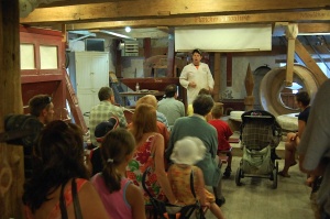 An interpretive activity at Légaré Flour Mill led by a guide