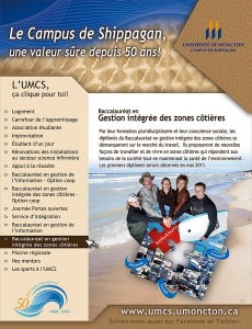 Affiche pour le Baccalauréat en gestion intégrée des zones côtières à l'Université de Moncton, campus de Shippagan, 2011