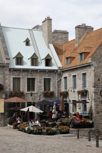 Buildings in Place-Royale, across from Notre-Dame-des-Victoires Church