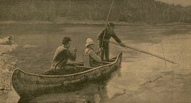 La pe?che au saumon, au dard, sur la rivière Miramichi, 1890