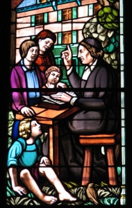 L'un des nombreux vitraux de la basilique Notre-Dame de Montréal