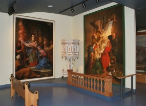Une partie de la section sur la religion de la nouvelle exposition permanente du Musée acadien de l