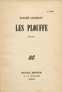 Page de titre du roman Les Plouffe, Québec, Bélisle, c1948