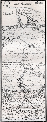 Isthme de Chignectou montrant la route entre les forts Beauséjour et Gaspareaux