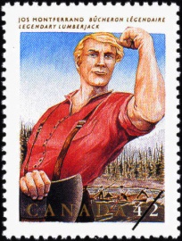 Stamp: Jos Montferrand, legendary lumberjack