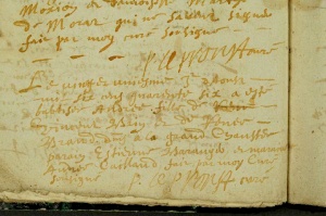 Acte de baptême dAndrée Brun, 21 août 1646