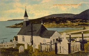 Église amérindienne, Tadoussac, Qué.