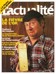 Couverture du magazine L'Actualité en février 1980, avec Jean-Pierre Masson dans le rôle de Séraphin Poudrier