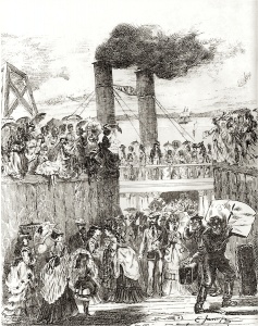 Arrivée du bateau à la Malbaie en provenance de Québec, 1873