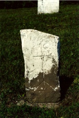 Gravestone for Basile Chiasson who died in 1819. Photo D. Trask © S. Ross