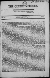 Page frontispice du Quebec Mercury du 5 janvier 1805