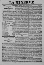 Page frontispice du journal La Minerve du 12 février 1827
