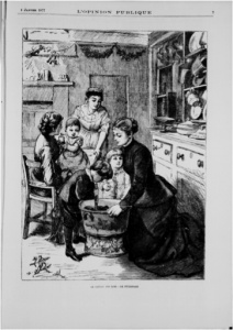 « Le gâteau des Rois  le pétrissage » gravure parue dans LOpinion publique du 4 janvier 1877