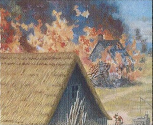 Représentation de l'attaque de 1745 à Port-la-Joye