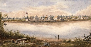 Le vieux fort William et le poste de la baie d'Hudson, près de l'embouchure de la rivière Kaministikwia, vers 1853