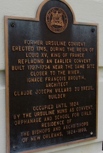 Plaque du couvent des ursulines, Nouvelle-Orléans